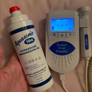 Pocket fetal Doppler and gel